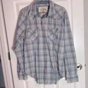 Guess Plaid 100% Cotton Pearl Snap Western Shirt